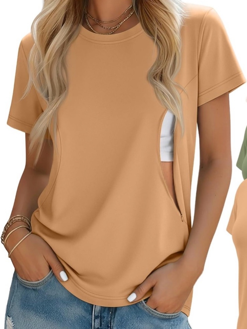 Orange Short Sleeve Nursing Breastfeeding Shirt – Size Small